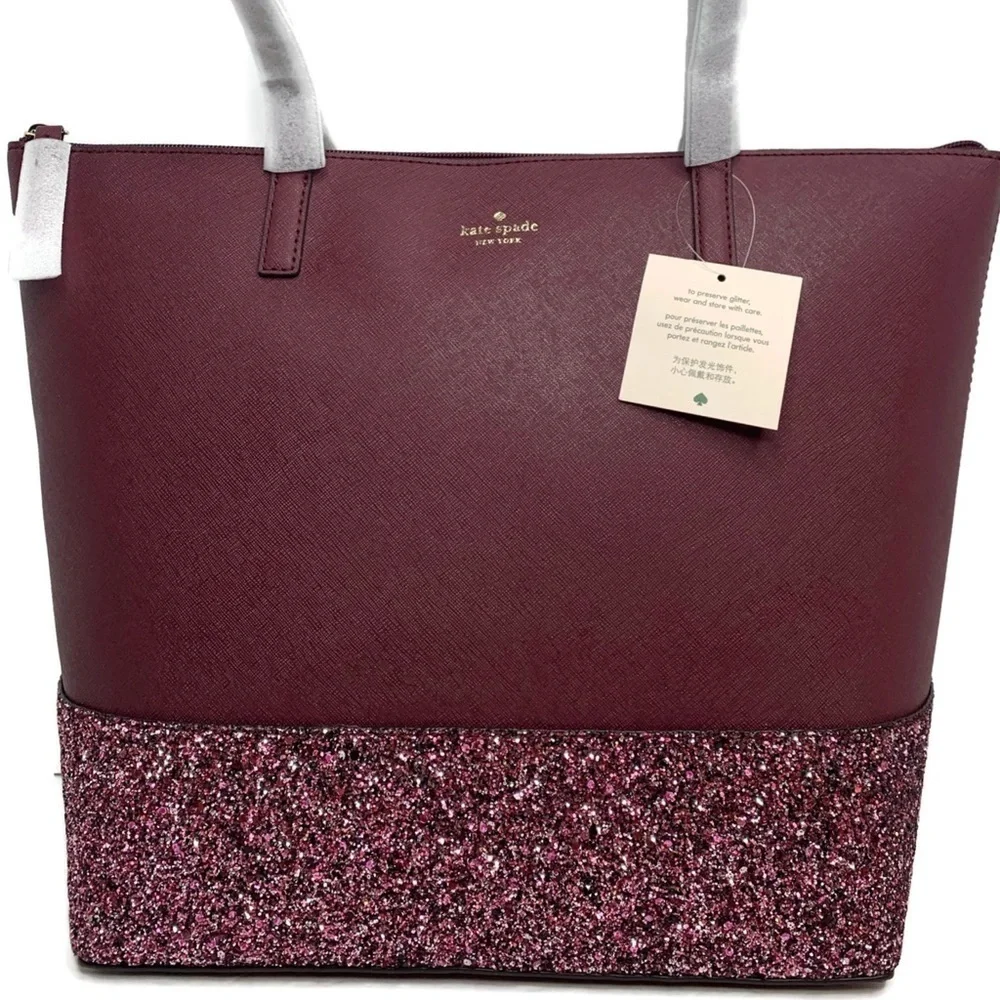 Kate Spade Cherrywood Greta Court Glitter Tote NWT